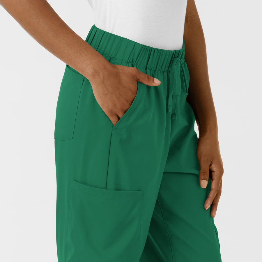 Boundless Women's Classic Wide Leg Cargo Scrub Pant Hunter side detail 1