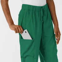 Boundless Women's Classic Wide Leg Cargo Scrub Pant Hunter hemline detail