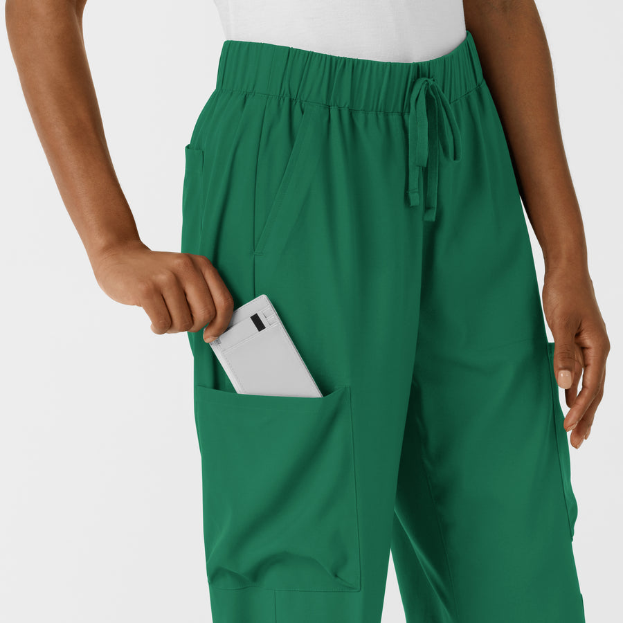 Boundless Women's Classic Wide Leg Cargo Scrub Pant Hunter hemline detail