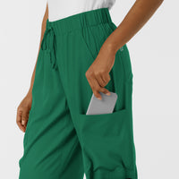 Boundless Women's Classic Wide Leg Cargo Scrub Pant Hunter back detail
