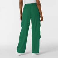 Boundless Women's Classic Wide Leg Cargo Scrub Pant Hunter back view