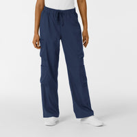 Boundless Women's Classic Wide Leg Cargo Scrub Pant Navy
