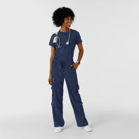 Boundless Women's Classic Wide Leg Cargo Scrub Pant Navy full scrub set