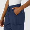 Boundless Women's Classic Wide Leg Cargo Scrub Pant Navy side detail 2