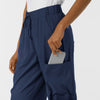 Boundless Women's Classic Wide Leg Cargo Scrub Pant Navy double cargo pocket detail