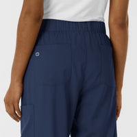 Boundless Women's Classic Wide Leg Cargo Scrub Pant Navy - back pockets