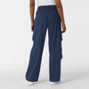 Boundless Women's Classic Wide Leg Cargo Scrub Pant Navy back view