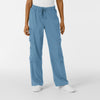 Boundless Women's Classic Wide Leg Cargo Scrub Pant Pacific Blue