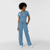 Boundless Women's Classic Wide Leg Cargo Scrub Pant Pacific Blue full scrub set
