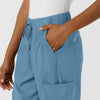 Boundless Women's Classic Wide Leg Cargo Scrub Pant Pacific Blue side detail 2