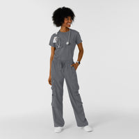 Boundless Women's Classic Wide Leg Cargo Scrub Pant Pewter full scrub set