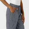 Boundless Women's Classic Wide Leg Cargo Scrub Pant Pewter side detail 1