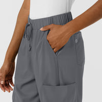 Boundless Women's Classic Wide Leg Cargo Scrub Pant Pewter side detail 2