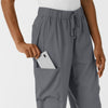 Boundless Women's Classic Wide Leg Cargo Scrub Pant Pewter cargo pocket detail