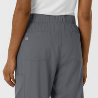 Boundless Women's Classic Wide Leg Cargo Scrub Pant Pewter back pockets