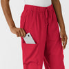 Boundless Women's Classic Wide Leg Cargo Scrub Pant Red hemline detail