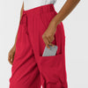 Boundless Women's Classic Wide Leg Cargo Scrub Pant Red back detail