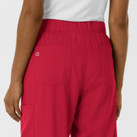 Boundless Women's Classic Wide Leg Cargo Scrub Pant - Red