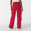 Boundless Women's Classic Wide Leg Cargo Scrub Pant Red back view