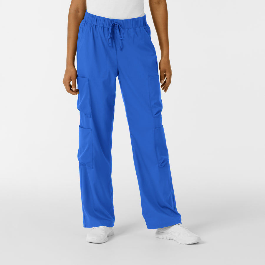 Boundless Women's Classic Wide Leg Cargo Scrub Pant Royal