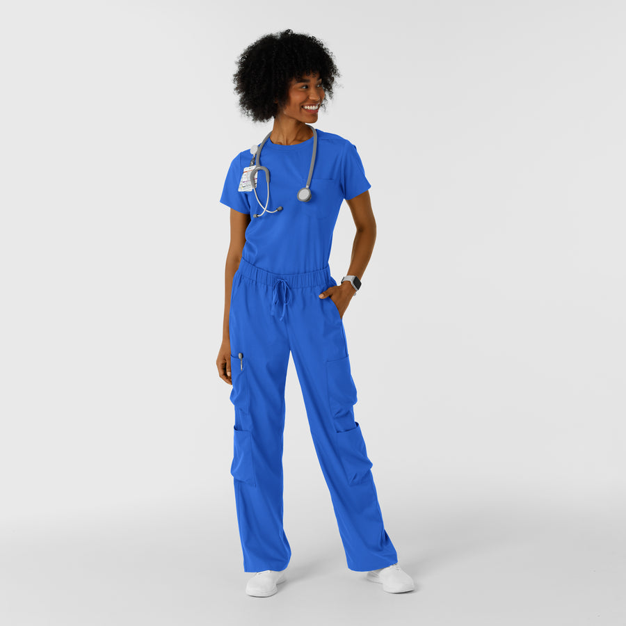 Boundless Women's Classic Wide Leg Cargo Scrub Pant Royal full scrub set