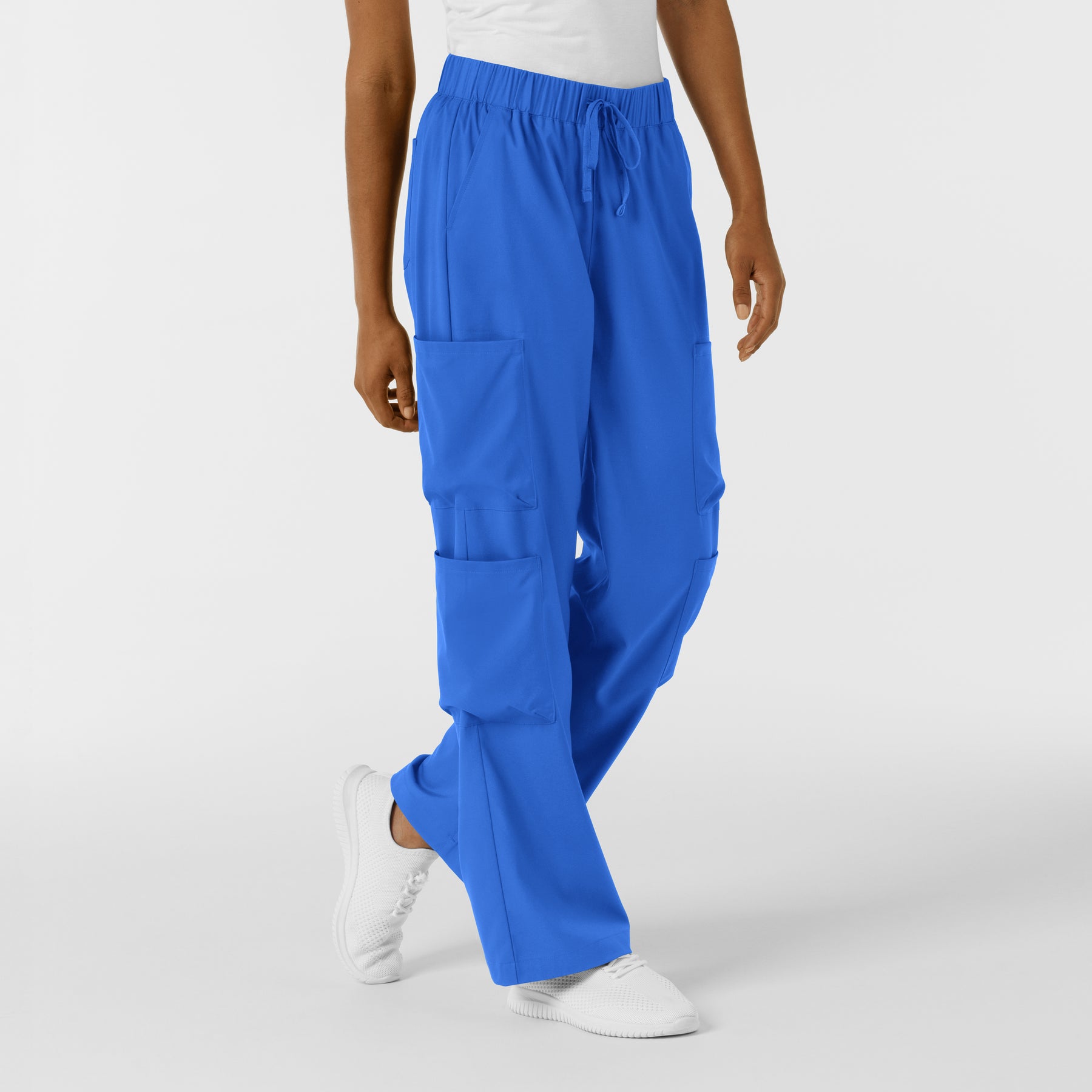 Boundless Women's Classic Wide Leg Cargo Scrub Pant Royal double cargo pockets