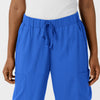 Boundless Women's Classic Wide Leg Cargo Scrub Pant Royal front detail