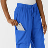 Boundless Women's Classic Wide Leg Cargo Scrub Pant Royal cargo pocket detail