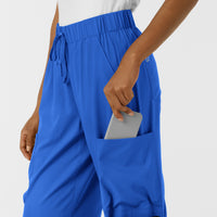 Boundless Women's Classic Wide Leg Cargo Scrub Pant Royal double cargo pocket detail