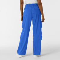 Boundless Women's Classic Wide Leg Cargo Scrub Pant Royal back view