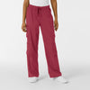 Boundless Women's Classic Wide Leg Cargo Scrub Pant Ruby