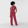Boundless Women's Classic Wide Leg Cargo Scrub Pant Ruby full scrub set