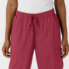 Boundless Women's Classic Wide Leg Cargo Scrub Pant Ruby front detail