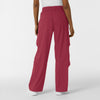 Boundless Women's Classic Wide Leg Cargo Scrub Pant Ruby back view