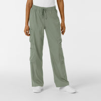 Boundless Women's Classic Wide Leg Cargo Scrub Pant Sage