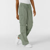 Boundless Women's Classic Wide Leg Cargo Scrub Pant Sage side view