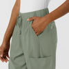 Boundless Women's Classic Wide Leg Cargo Scrub Pant Sage side detail 2