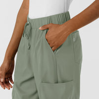 Boundless Women's Classic Wide Leg Cargo Scrub Pant Sage side detail 2
