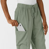 Boundless Women's Classic Wide Leg Cargo Scrub Pant Sage hemline detail