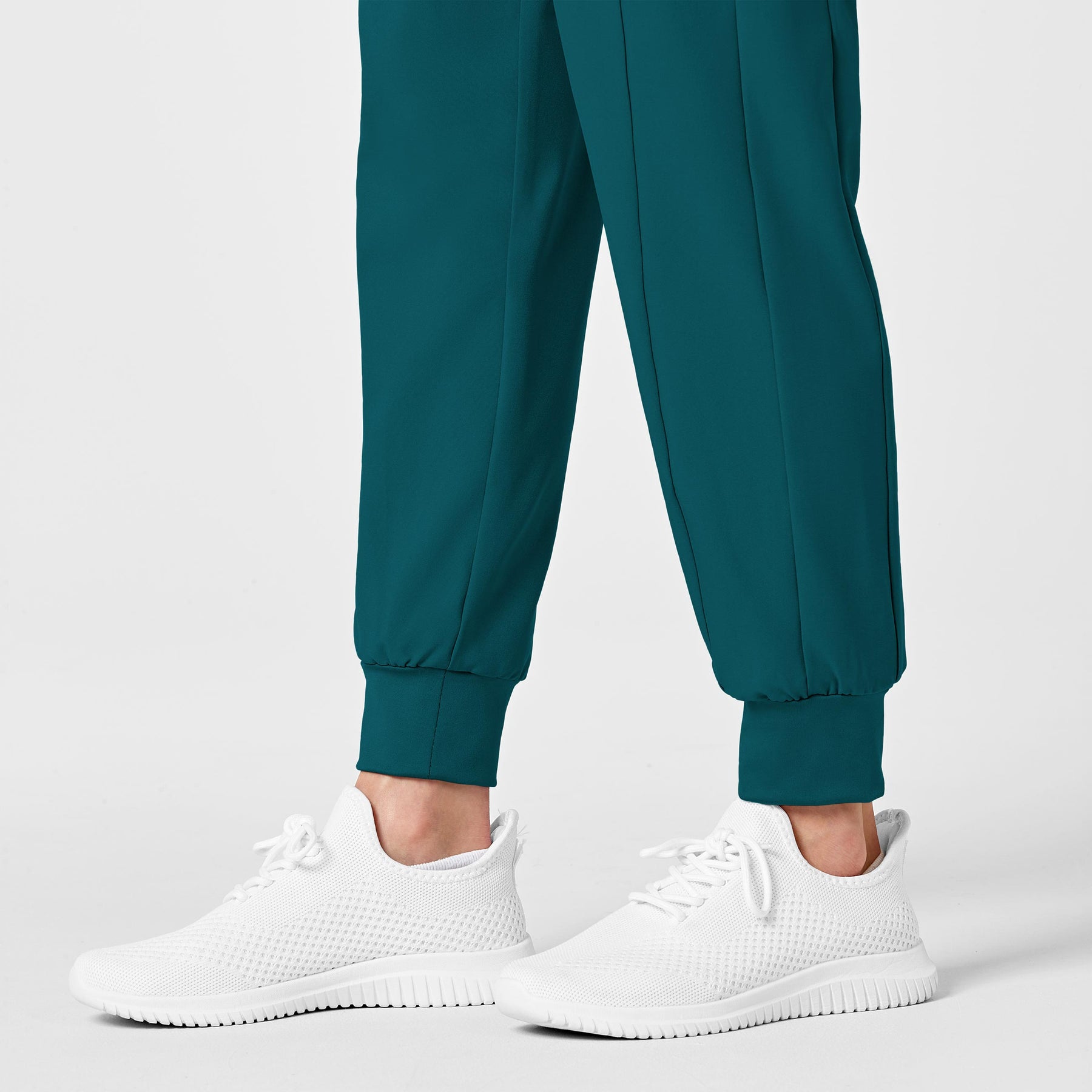 W123 Maternity Jogger Scrub Pant Caribbean Blue hemline detail