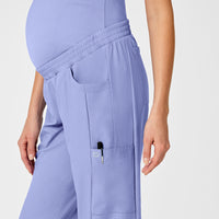 W123 Maternity Jogger Scrub Pant Ceil Blue front detail