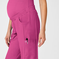 W123 Maternity Jogger Scrub Pant Hot Pink front detail