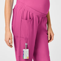 W123 Maternity Jogger Scrub Pant Hot Pink side detail 2