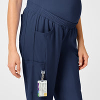 W123 Maternity Jogger Scrub Pant Navy side detail 2