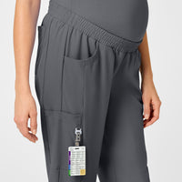 W123 Maternity Jogger Scrub Pant Pewter side detail 2