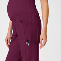 W123 Maternity Jogger Scrub Pant Wine front detail