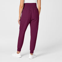 W123 Maternity Jogger Scrub Pant Wine back view