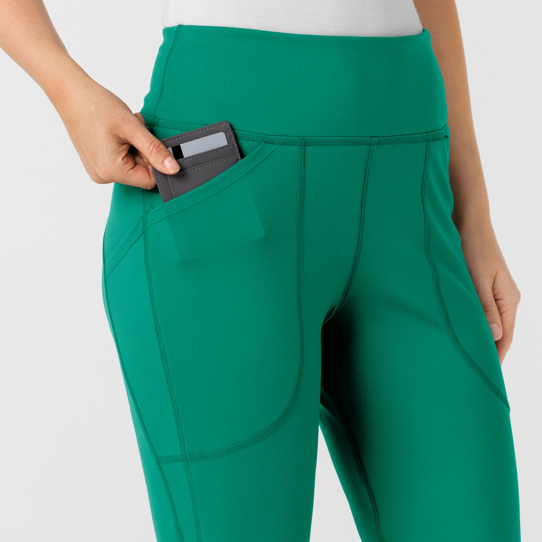 RENEW Knit Women's Flare Yoga Scrub Pant Bahama Breeze side detail 1