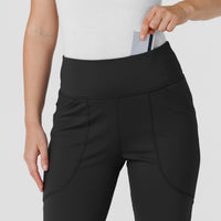 RENEW Knit Women's Yoga Scrub Pant Black front detail