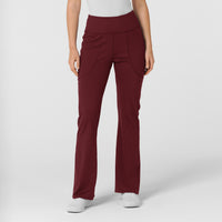 RENEW Knit Women's Flare Yoga Scrub Pant Burgundy